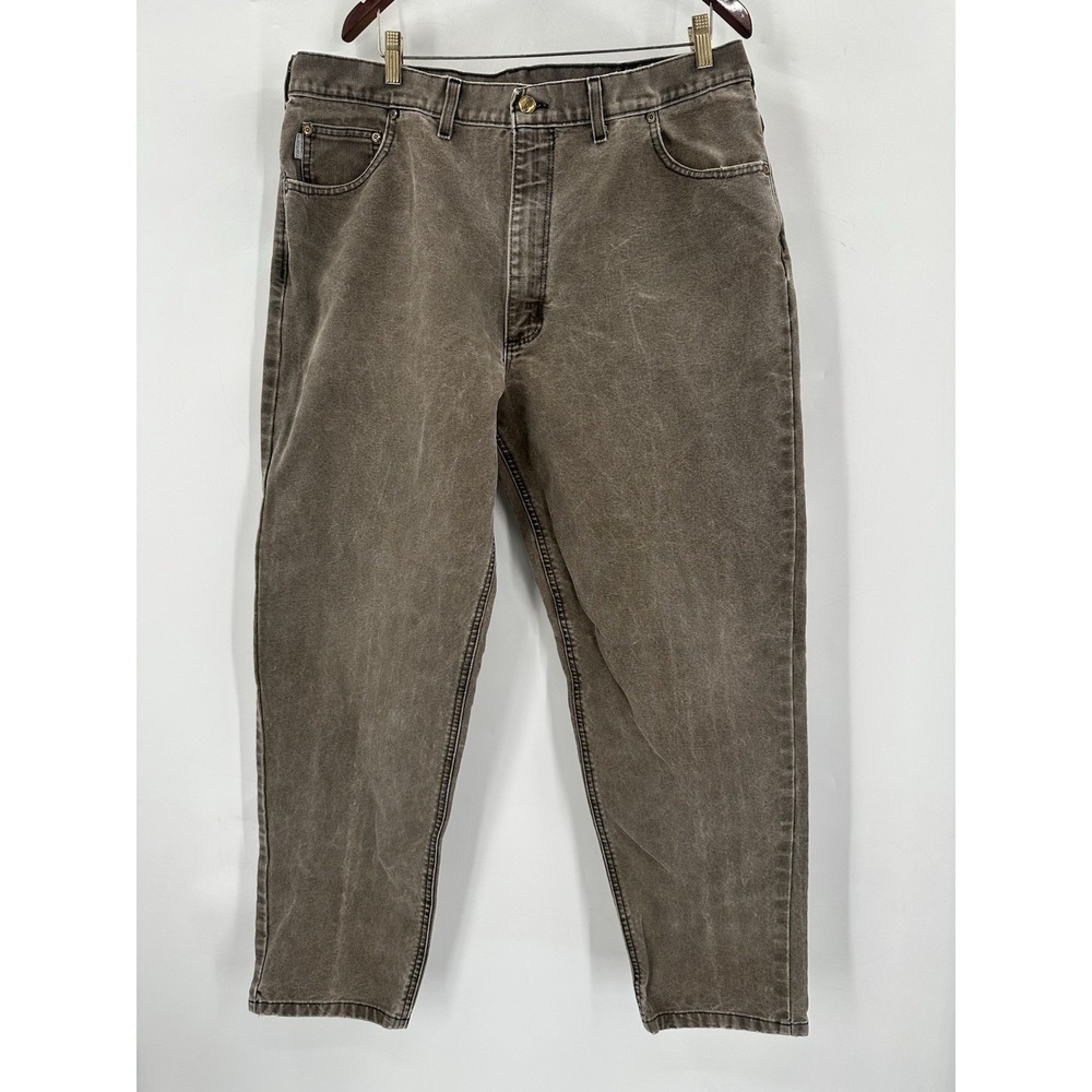 Vintage Carhartt Jeans Faded Brown Denim USA Made WU182 Men's Size 42x38‎